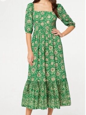 House Of Harlow 1960 Green Floral Midi Dress
